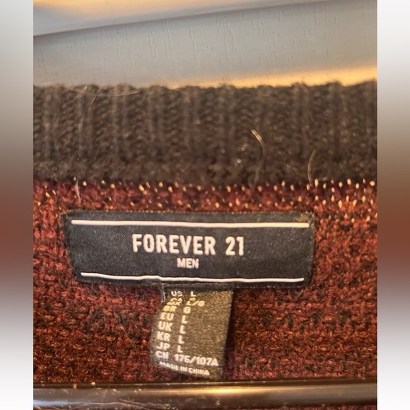 Forever 21 Men’s Large Sweater Christmas Thanksgiving Good Condition Maroon - Picture 2 of 3